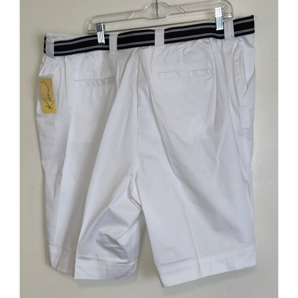 Karen Rogers White Shorts Women's PLUS 22W Stretch Minimalist NWT Belted Pockets - Picture 3 of 16